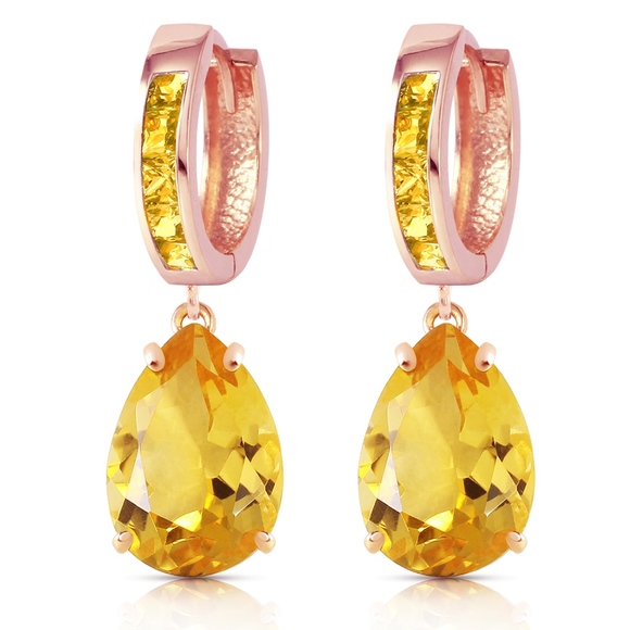 GOLD HUGGIE EARRING WITH DANGLING CITRINES